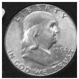 1954 S GEM BU FRANKLIN  HALF DOLLAR