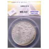 1884 O ANACS MS63 MORGAN DOLLAR