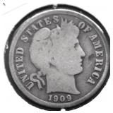 1909 S BARBER DIME G