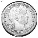 1912 S BARBER QUARTER VG