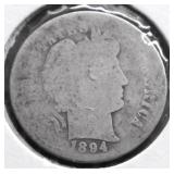 1894 O BARBER DIME AG