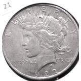 1922 D PEACE DOLLAR VF