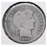 1908 D BARBER DIME G