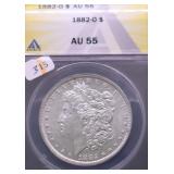 1882 O ANACS AU 55 MORGAN DOLLAR