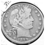 1899 BARBER HALF DOLLAR VG