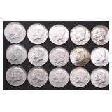 15 40 % SILVER HALF DOLLARS