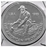 1985 GEM BU ENGELHARD PROSPECTOR 1 OZ .999 SILVER