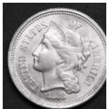 1868 CHOICE BU 3 CENT PIECE PQ