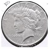 1926 S PEACE DOLLAR VF