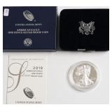 2019 PROOF SILVER EAGLE W BOX PAPERS