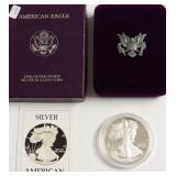 1986 PROOF SILVER EAGLE W BOX PAPERS