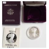 1989 PROOF SILVER EAGLE W BOX PAPERS