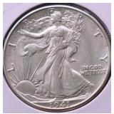 1941 D GEM BU WALKING HALF DOLLAR