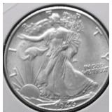 1946 D GEM BU WALKING HALF DOLLAR