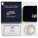 PROOF BOY SCOUTS SILVER DOLLAR W BOX PAPERS