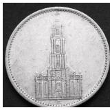 1935 NAZI GERMANY SILVER 5 MARKS POSTADAM CHURCH