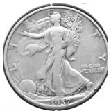1937 S WALKING HALF DOLLAR VF