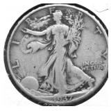 1937 D WALKING HALF DOLLAR VF