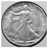 1945 D GEM BU WALKING HALF DOLLAR