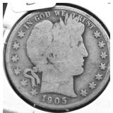 1905 S BARBER HALF DOLLAR G