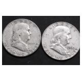 2 FRANKLIN HALF DOLLARS