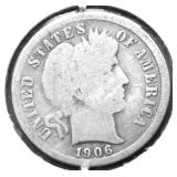 1906 S BARBER DIME G