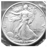 1943 WALKING HALF DOLLAR AU