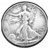 1939 S WALKING HALF DOLLAR VF