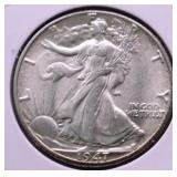 1947 D GEM BU WALKING HALF DOLLAR