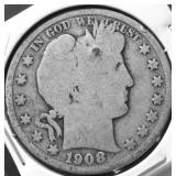 1908 S BARBER HALF DOLLAR G