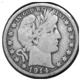 1914 S BARBER HALF DOLLAR VG