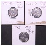 3 STEEL LINCOLN CENTS