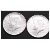 TWO 1964 KENNEDY HALF DOLLARS