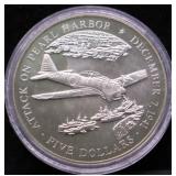 LIBERIA SILVER 5 DOLLARS PROOF