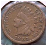 1887 INDIAN HEAD CENT VF