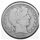 1905 O BARBER HALF DOLLAR G