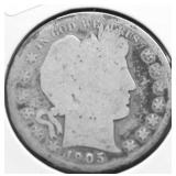 1905 BARBER HALF DOLLAR AG