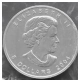 2004 CANADA MAPLE LEAF 1 OZ .9999 SILVER GEM