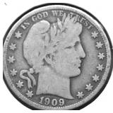 1909 BARBER HALF DOLLAR VG