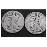 2 WALKING HALF DOLLARS
