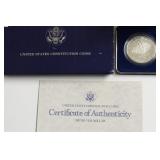 PROOF CONSTITUTION SILVER DOLLAR W BOX PAPERS