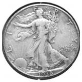 1938 D WALKING HALF DOLLAR VF