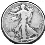 1939 D WALKING HALF DOLLAR VG