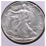 1943 D CHOICE BU WALKING HALF DOLLAR