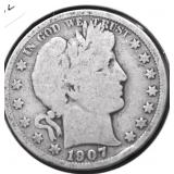 1907 D BARBER HALF DOLLAR G