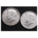 TWO 1964 KENNEDY HALF DOLLARS