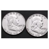 2 FRANKLIN HALF DOLLARS