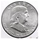 1962 D CHOICE BU FRANKLIN HALF DOLLAR