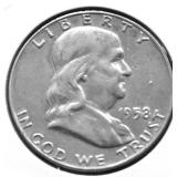 1958 D FRANKLIN  HALF DOLLAR AU