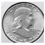 1954 GEM BU FRANKLIN HALF DOLLAR
